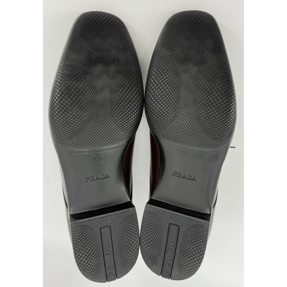Prada Dress Shoes Men 8 Burgundy‎ Oxblood Leather Square Toe Derby Italy